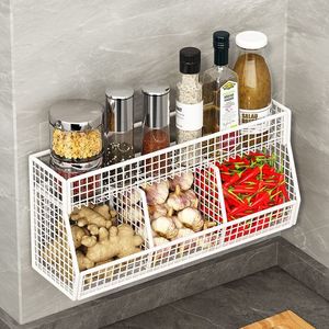 Étagère murale de rangement pour cuisine, en fer blanc, pour épices et légumes, idéale pour le gingembre, l'ail, les piments et les condiments - Product Image 1