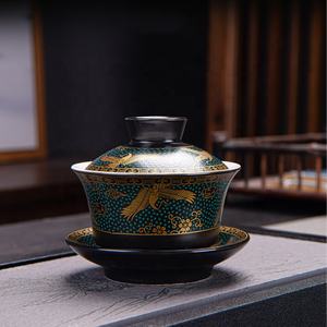 古典茶壶套装华丽客厅套装瓷茶杯套装新中式产品9件礼品袋饮水器陶瓷 - Product Image 6