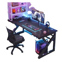 Bureau de jeu en acier à hauteur réglable avec support d'écran LED, porte-gobelet et crochets pour casque, poste de travail informatique pour salle de jeu