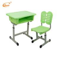 Ensemble de chaise de bureau réglable et mobile multifonction avec plateau en plastique, 1 tiroir, design moderne, structure en acier pour la maison, le bureau et l'école