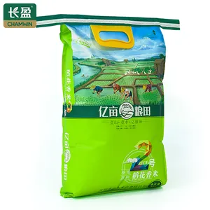 कस्टम मुद्रण प्लास्टिक 1kg 2kg 5kg 10kg फ्लैट संभाल के साथ Bootm चावल पैकेजिंग बैग चावल बैग