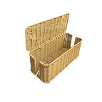 Boîte de rangement de câbles de bureau en PP style rotin et nordique avec couvercle, pour gestion des câbles de données et d'alimentation rectangulaires