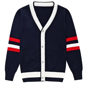 Cardigans en tricot de haute qualité pour femmes, style universitaire, col en V, avec logo brodé personnalisé, style preppy. - Product Image 1