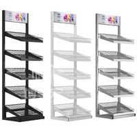 Présentoir métallique à 5 niveaux pour pots de peinture en aérosol, support de sol autoportant pour magasin de détail avec panneau signalétique