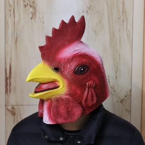 Couvre-chef drôle d'animal de coq aux cheveux blancs avec masque en latex d'halloween festif en nid de coq rouge pour les costumes de fête - Product Image 6