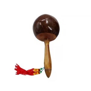 Maracas en bois de noix de coco Orff en gros, instrument de percussion pour enfants, instrument de musique rythmique, hochet, jouet maracas - Product Image 3