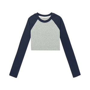 Maglietta CB119-QL1301 estiva da donna a <span class=keywords><strong>maniche</strong></span> <span class=keywords><strong>lunghe</strong></span> Slim Fit corta di alta qualità canottiere Raglan per donne - Product Image 3