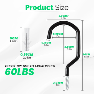 Crochets utilitaires et de <span class=keywords><strong>rangement</strong></span> pour vélos de <span class=keywords><strong>garage</strong></span> robustes-5.7 pouces pour mur et <span class=keywords><strong>plafond</strong></span> de <span class=keywords><strong>garage</strong></span>-Crochets de <span class=keywords><strong>garage</strong></span> - Product Image 2
