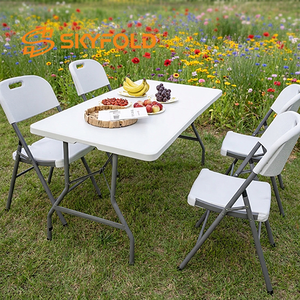 <span class=keywords><strong>Tavolo</strong></span> Pieghevole da Esterno in HDPE Stampato a Soffio, Lungo, per Conferenze, Stand, Studio Speciale, Portatile, in <span class=keywords><strong>Plastica</strong></span>, Bianco <span class=keywords><strong>Grigio</strong></span> - Product Image 2