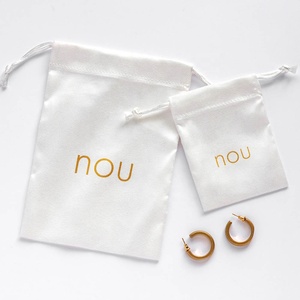 PandaSew 8*10 cm White Personalized logo Print <b>Drawstring</b> <b>Pouches</b> Custom Jewelry Packaging Bag - Product Image 3