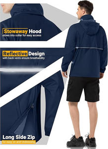 Manufacturer <strong>Lightweight</strong> Portable <strong>Waterproof</strong> Men's Rain <strong>Jacket</strong> With Custom logo for Hiking Golf Running Football - Product Image 6