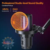 Microphone Gaming USB Comica Uni Pro avec Suppression du Bruit, RGB, Bouton de Gain pour Streaming et Podcast