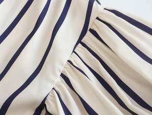 GX7081 Moda Estate 2023 Camicia da Donna con Mezze Maniche a Palloncino, Stampa a Righe, Colletto Rovesciato, Top Sexy per Signore - Product Image 6