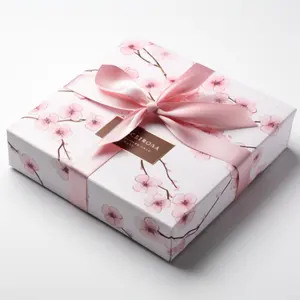 Exquisitas cajas elegantes de bombones Milka, caja de chocolate con estampado de flores de cerezo con patrón personalizado