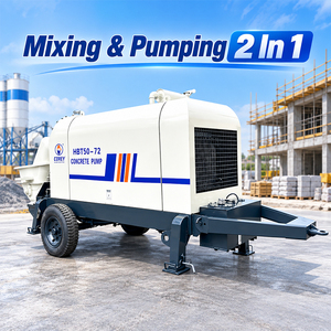Bomba mezcladora de hormigón con salida ajustable 2 en 1, tipo con ruedas, con bombeo horizontal de 50 m para construcción de viviendas - Product Image 1