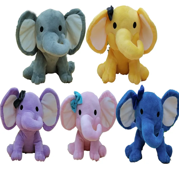 NEW Cute Plush And Stuffed Baby Elephants Toys With White Ears Wholesale Cheap LOW MOQ Colorful Soft Toy Plush Elephant OEM Logo