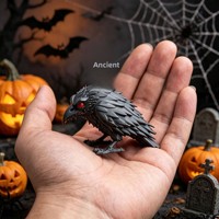 3D-printed PLA Red-eyed Raven Figurine China Halloween Decoration E-sports Desk Accessory Trendy Gothic Home Decor