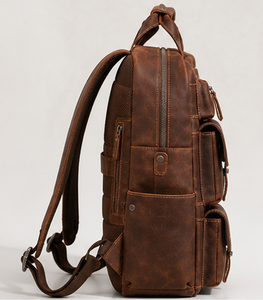 Durable Full Grain Cow Leather Urban Travel Backpack with Multiple Pockets - Product Image 5
