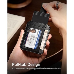 Slim Gift <b>Wallet</b> for Men <b>RFID</b> <b>Blocking</b> Minimalist Vegan Leather Front Pocket Card Holder with Pull Out Strap <b>Wallet</b> - Product Image 3