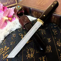 Couteau éplucheur de fruits en acier Damas avec fourreau en bois, tranchant, portable, pour cuisine, camping, outil EDC, lame OEM, vente en gros, logo personnalisé