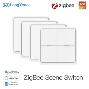 LangYeao Tuya Zigbee Wireless Scene <strong>Switch</strong> 1/2/3/4 Gang, CR2430 730 Days Battery Works with Alexa Google Home, 3 Trigger <strong>Modes</strong> - Product Image 1