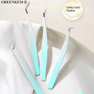 グラデーションブルースチールアイラッシュピッカーツールイーグルビークファインポイントカスタムロゴサロン使用アイラッシュエクステンションピンセット - Product Image 2