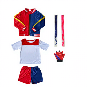 Set Giacca, Camicia, Pantaloni e Guanti Stampati Rosso e Blu per Bambine, Costume di Halloween per Ragazze - Product Image 2