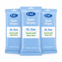 Lingettes humides pour le corps et le visage XL, sans rinçage, pour les soins personnels, pour les personnes âgées, nettoyage doux de la peau