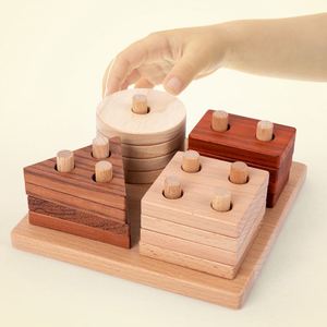 Safe Natural Solid Wood Stacker Stacking <b>Building</b> <b>Blocks</b> Wooden Baby Shape Sorter Toy - Product Image 6