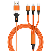 Câble de charge multi-prise promotionnel populaire 2 en 3, câble de charge USB Type C vers Type C tressé en nylon pour téléphones mobiles