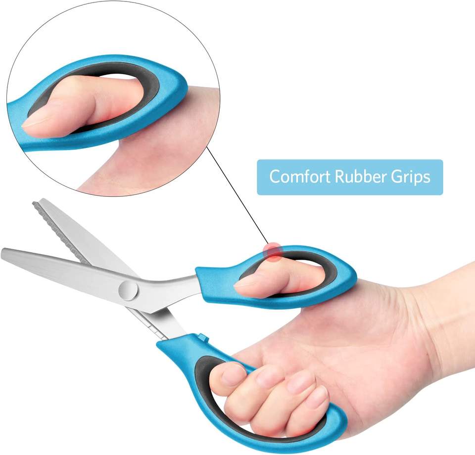 Zagged Scissors Professional Zig Zag Scissors Pinking Scissors with Rubber Grips and ...