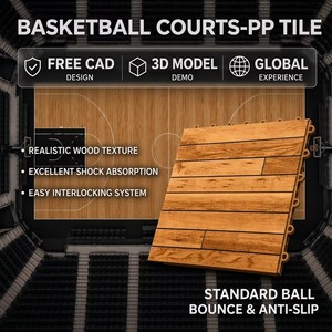 Baldosas Deportivas Multiusos de PP con Aspecto de Madera, Enclavables, Antideslizantes, para Baloncesto, Bádminton, Pista de Baile, Interior y Exterior - Product Image 1