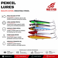 Échantillon Gratuit Leurre Crayon Coulant Red Eyeds 2ème Génération pour Pêche sur Glace, Longue Portée, Eau Salée, Zig Zag, Appât Dur, Vente en Gros de Leurres de Pêche