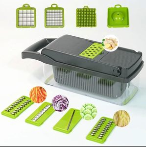 16-Piece Plastic Food Chopper Onion Slicer Fruit Carrot Veggie Dicer <b>Cutter</b> Manual Mandoline Machine <b>Vegetable</b> Chopper Stainless - Product Image 2