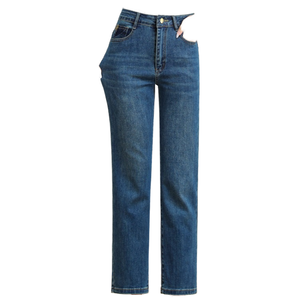Jeans de Mujer de Cintura Alta y Corte Acampanado, Estilo Urbano, Cómodos para Uso Diario, Look Vintage - Product Image 1