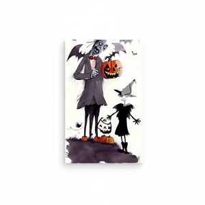 Impression sur toile de citrouille d'Halloween bohème et effrayante - Œuvre d'art plate, ART SUR VERRE TÉRMÉTRAL - Product Image 2