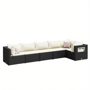 Ensemble de salon de jardin Vero Vedo en rotin noir, 7 places, design moderne et contemporain, canapé sectionnel confortable - Product Image 1