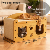 Lit-griffoir pour chat à double étage épais et amovible, pour griffer, se cacher et se reposer, maison pour chat en bois de luxe