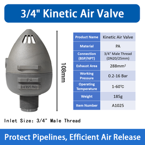 Válvula de Ventilación de Aire Cinética de 3/4 Pulgadas, Rosca Macho de 25 mm, Accesorios de Riego por Goteo de Primera Calidad para Manguera de Agua, Tubería de Riego A1025 - Product Image 4
