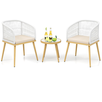 Ensemble de meubles de conversation en rotin PE moderne pour l'extérieur, ensemble de bistrot pour patio avec table basse pour véranda, balcon