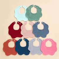 Bavoir bébé en coton pur, style nordique, couleur unie, motif pétale, imperméable et résistant aux taches, pour nouveau-né, collection automne 2025, neutre