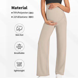 King Mcgreen Star automne <span class=keywords><strong>hiver</strong></span> pantalon de maternité jambe large ample droite taille élastique ventre long pantalon pour enceinte - Product Image 3