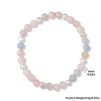 Bracelet extensible en perles facettées de 6 mm en perles de culture d'eau douce blanches, pierres précieuses de guérison