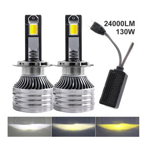 หลอดไฟหน้ารถยนต์ LED กำลังสูง ความสว่างสูง 130W 24000LM 12V 24V สามสี 3000K 4300K 6500K รุ่น H4 H7 H11 พร้อมตัวถอดรหัส Canbus - Product Image 1