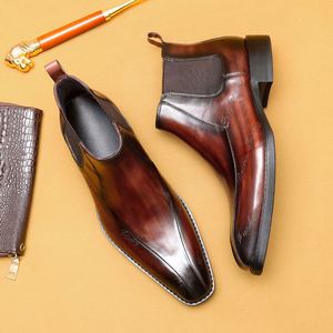 Botas Chelsea Formales para Hombre, de Piel Genuina, con Cordones, Estilo Business, de Caña Alta, Transpirables, Ligeras, para Bodas - Product Image 2