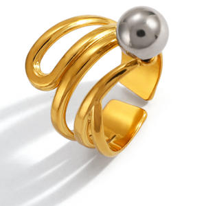 Geometric Stainless Steel <b>Ring</b> Gold Silver Color Multi Layered Circular Lines Unisex Fashion Jewelry Gift - Product Image 5