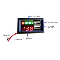 Panel Penguji Baterai Meteran Tegangan Mini Voltmeter Tampilan Digital LED Merah untuk Mobil DC 12V Kendaraan Sepeda Motor Output USB 5V2A