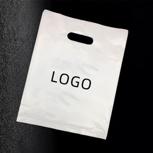 Sacs promotionnels en plastique à quatre doigts imprimés sur mesure pour vêtements, cosmétiques et emballages cadeaux – Texte graphique sur le sac - Product Image 2
