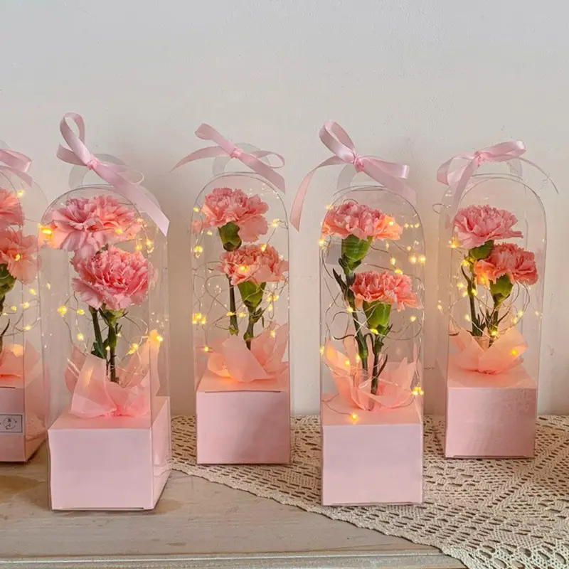 pvc Transparent panoramic rose single flower box wedding party t flower packaging box single bouquet box Valentine's Day