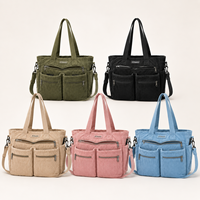 Sac fourre-tout réutilisable en velours côtelé avec plusieurs poches, fermeture éclair, bandoulière pour le shopping, le travail, les voyages, logo personnalisé, vente en gros